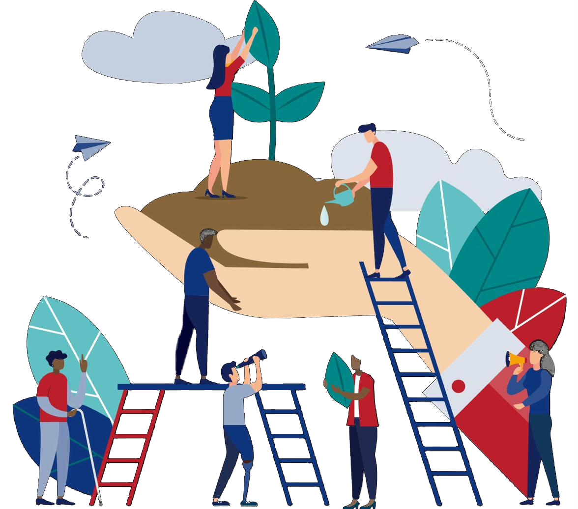 Team nurturing growth together with shared purpose and diverse expertise